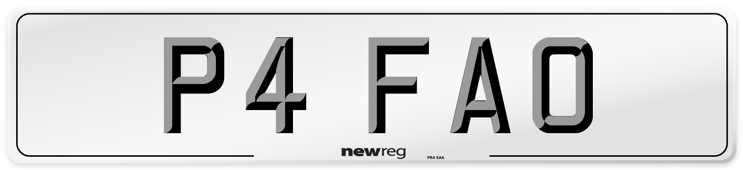 P4 FAO Number Plate from New Reg